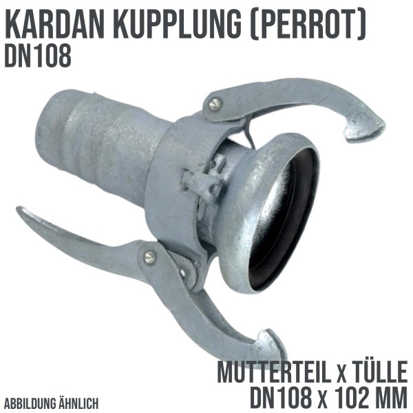 DN 108 Kardan Kupplung System Perrot Mutterteil (MT) mit Tülle Stutzen 102 mm Gülleschlauch