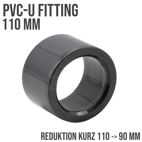 110 x 90 mm PVC Klebe Fitting Reduktion kurz Muffe Verbinder