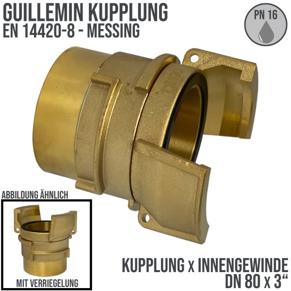 DN 80 Guillemin Kupplung Verriegelung BSPP Innengewinde IG 3" Messing - PN 16 bar