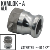 Kamlock Typ A (ALU) Vaterteil mit Innengewinde (IG) 1/2" Zoll DN13 DN16 - 10 bar