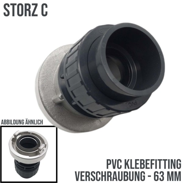 STORZ C DN 52 KA 66 Übergangsstück Adapter -> 63 mm PVC-U Klebe Fitting Verschraubung