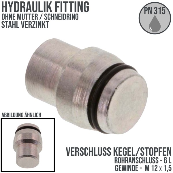 Hydraulik Verschraubung Verschlusskegel/Stopfen 6 L (M 12 x1,5) ohne Mutter