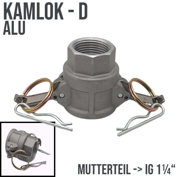 Kamlock Typ D (ALU) Mutterteil mit Innengewinde (IG) 1 1/4" Zoll DN32