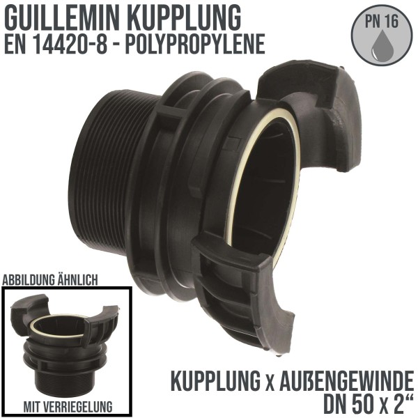 DN 50 Guillemin Kupplung Verriegelung BSPP Außengewinde AG 2" Polypropylene (PP) - PN 16 bar