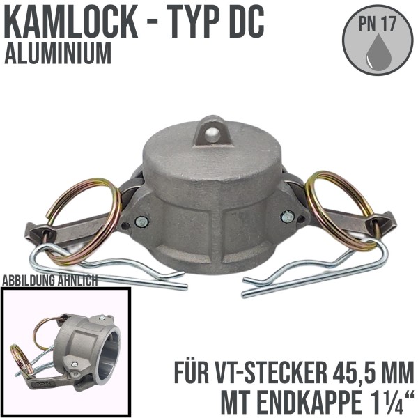 Kamlock Typ DC - End Kappe Aluminium ALU Stopfen Verschluss 45,5 mm 1 1/4" Zoll DN32 - PN 17 bar