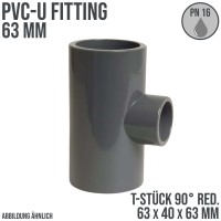 63 mm PVC Klebe Fitting T-Stück 90° reduziert 63x40x63mm Muffe Verbinder