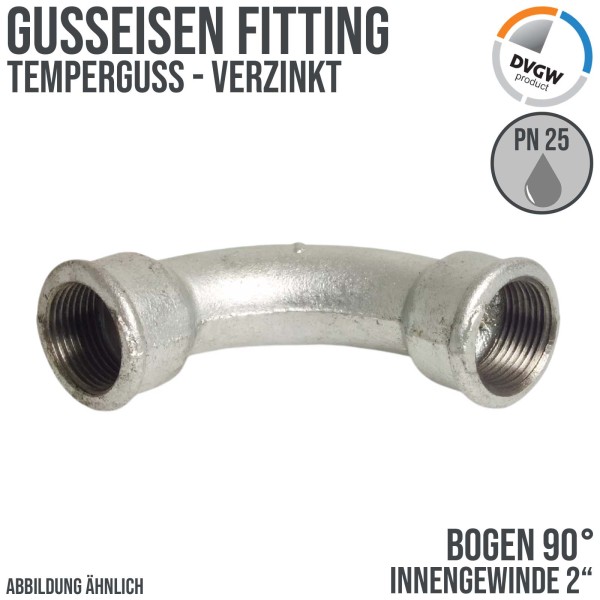 2" Gusseisen Temperguss Fitting Bogen 90° Innengewinde IG DVGW PN 25 bar