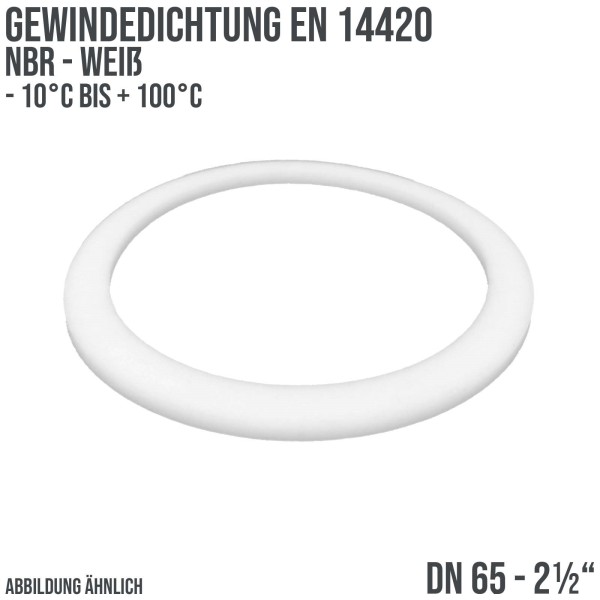 2 1/2" Zoll Gewindedichtung EN 14420 NBR weiß DN 65