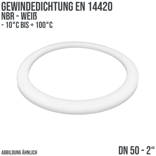 2" Zoll Gewindedichtung EN 14420 NBR weiß DN 50