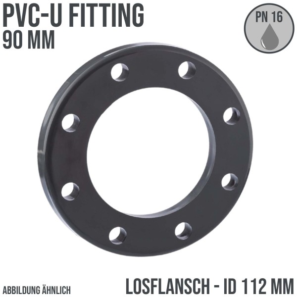 90 mm PVC Klebe Fitting Los Flansch Muffe Verbinder DN 80 - ID 112 mm - PN 16 bar