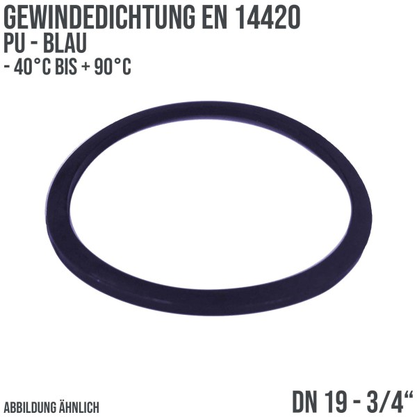 3/4" Zoll Gewindedichtung EN 14420 PU blau DN 19