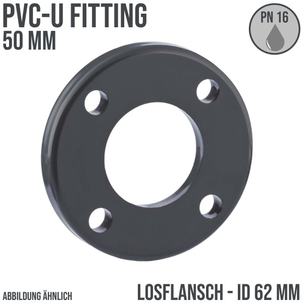 50 mm PVC Klebe Fitting Losflanch Flanch Muffe Verbinder
