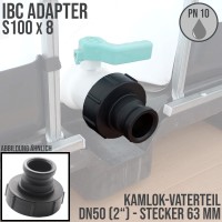 S100 x 8 IBC Adapter auf Kamlok Vaterteil VT 2" (DN50) Container Tank Zubehör