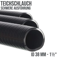 38 mm 1 1/2" Profi Teichschlauch schwer Ablauf Spiral Saug Wasser Schlauch
