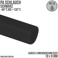 10 x 8 mm Polyamid PA Pneumatik Schlauch schwarz - PN 15 bar - 25 m Rolle