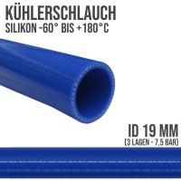 19 x 27 mm Kühler Silikon LLK Ladeluft Kühlmittel Schlauch blau PN 7,5 bar - Fixlänge 1 m