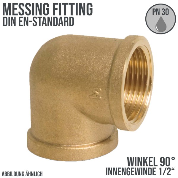 1/2" Winkel 90° Innen x Innengewinde IG Messing Fittings PN 30 bar