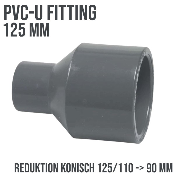 125 x 110 x 90 mm PVC Klebe Fitting Reduktion Reduzierer konisch Muffe Verbinder - PN 16 bar