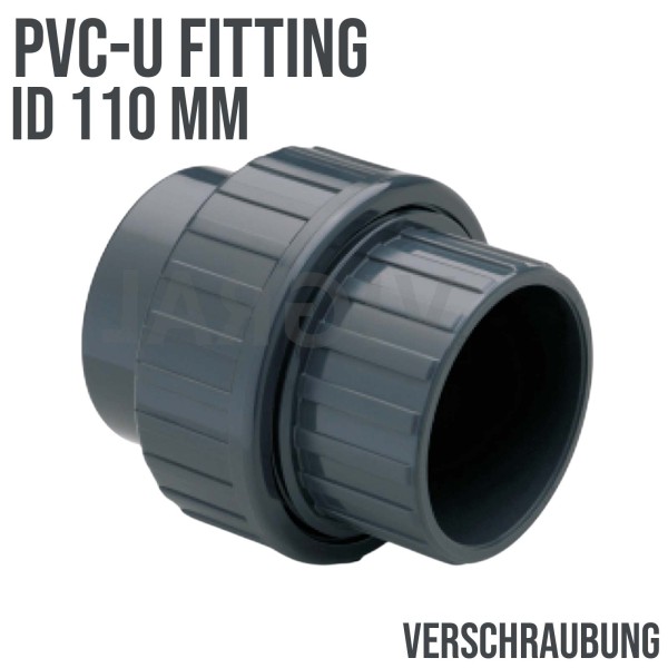 110 mm PVC Klebe Fitting Verschraubung 2-fach Muffe Verbinder - PN 10 bar