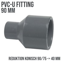90 x 75 x 40 mm PVC Klebe Fitting Reduktion konisch Muffe Verbinder