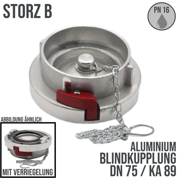 STORZ B DN75 KA89 Blindkupplung mit Kette / Verriegelung Saug Bau Feuerwehr Schlauch PN 16 bar