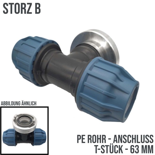 STORZ B DN 75 KA 89 Übergangsstück Adapter -> 63 mm PE T-Stück Rohr Klebeschlauch