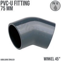75 mm PVC Klebe Fitting Winkel 45° Muffe Verbinder