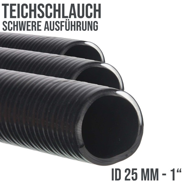 25 mm 1" Profi Teichschlauch schwer Ablauf Spiral Saug Wasser Schlauch