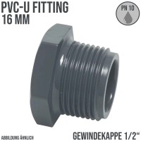 16 mm PVC Klebe Fitting Gewindestopfen 1/2" Kappe Verbinder Muffe