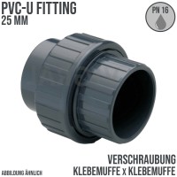 25 mm PVC Klebe Fitting Verschraubung Muffe Verbinder