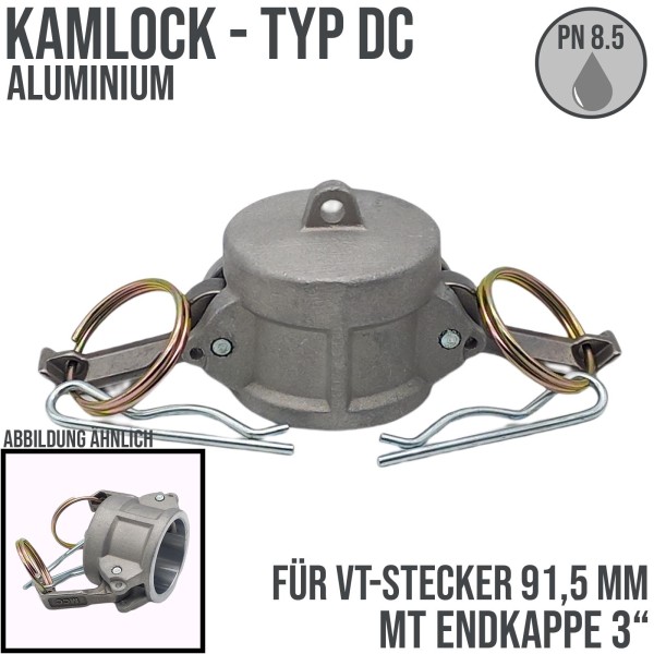 Kamlock Typ DC - End Kappe Aluminium ALU Stopfen Verschluss 91,5 mm 3" Zoll DN75 DN80 - PN 8,5 bar