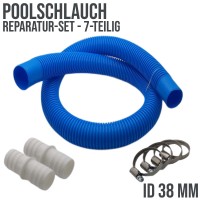 Reparatur Set Poolschlauch blau Schwimmbad Pool Verlängerung 38 mm - 7-teilig