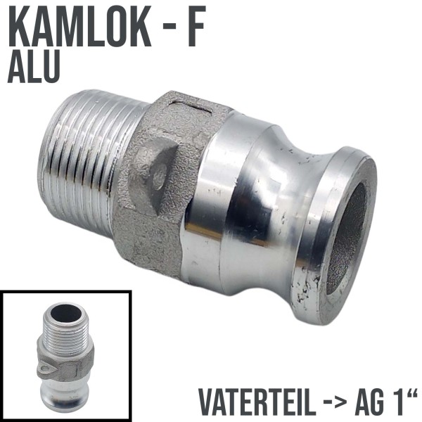 Kamlock Typ F (ALU) Vaterteil mit Außengewinde (AG) 1" Zoll DN25
