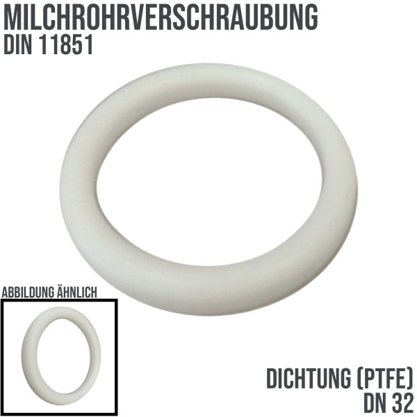 DN 32 Milchrohr Verschraubung DIN 11851 Dichtung PTFE FDA - weiss