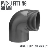 90 mm PVC Klebe Fitting Winkel 90° Innengewinde IG 3" Muffe Verbinder PN 10 bar