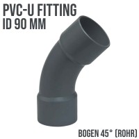 90 mm PVC Klebe Fitting Bogen 45° (Rohr)