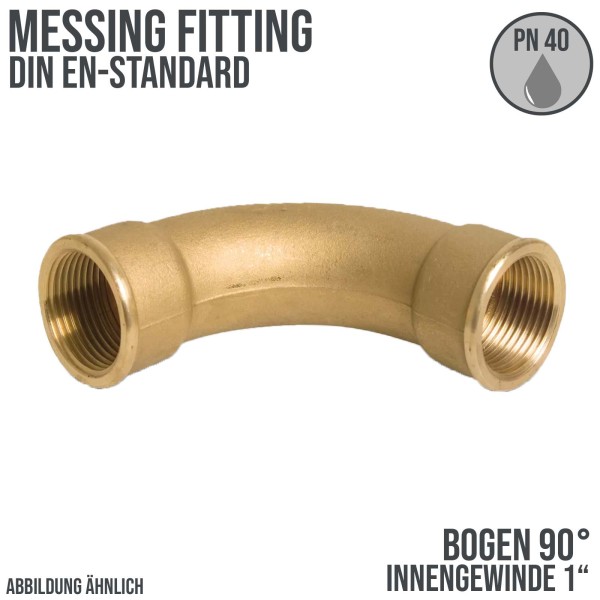 1" Bogen 90° Innen x Innengewinde IG Messing Fittings PN 40 bar