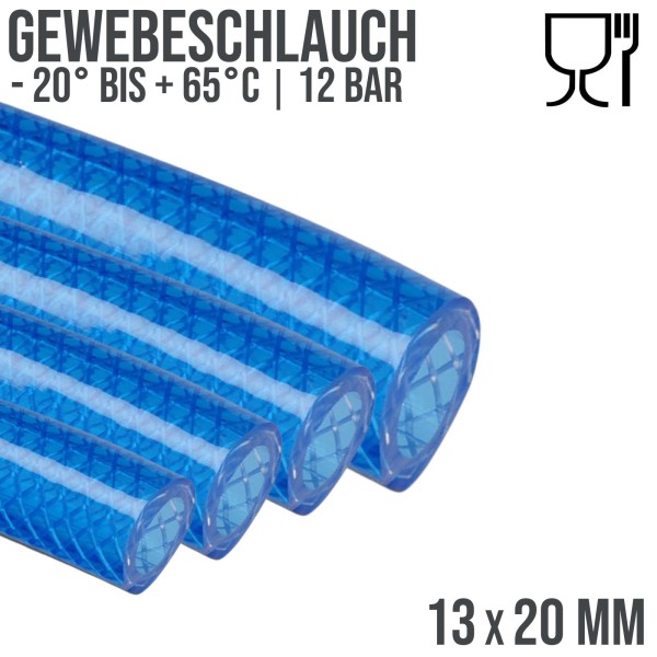 13 x 19 mm PVC Druckluftschlauch Gewebe Universal Wasser Luft Schlauch blau