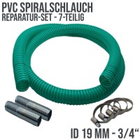 Reparatur Set PVC Spiralschlauch grün Verlängerung 19 mm (3/4") - 7-teilig