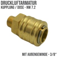 3/8 " Druckluft Kupplung Dose Schnellkupplung NW 7.2 mit Außengewinde (AG)