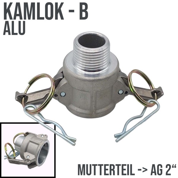 Kamlock Typ B (ALU) Mutterteil mit Außengewinde (AG) 2" Zoll DN50 - 17 bar