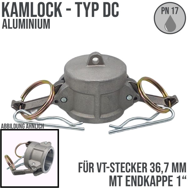 Kamlock Typ DC - End Kappe Aluminium ALU Stopfen Verschluss 36,7 mm 1" Zoll DN25 - PN 17 bar