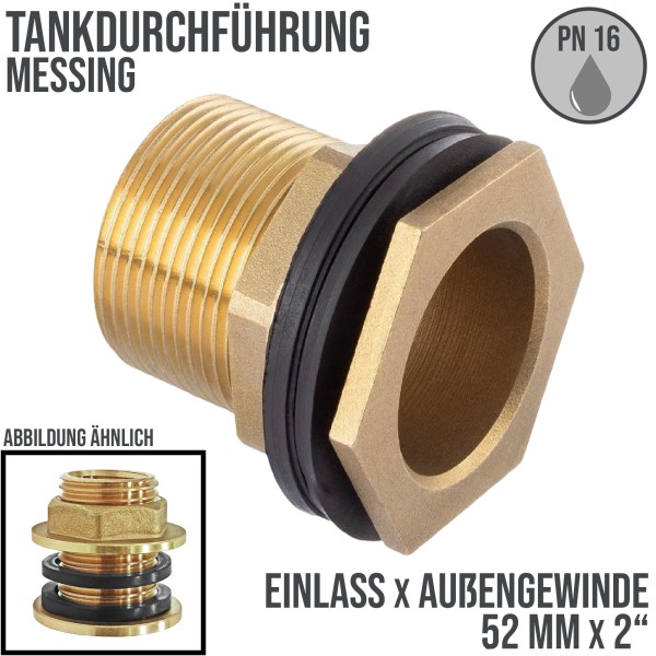 2" Tank Regen Tonnen Durchführung Connector Messing Einlass x Außengewinde - PN 16 bar