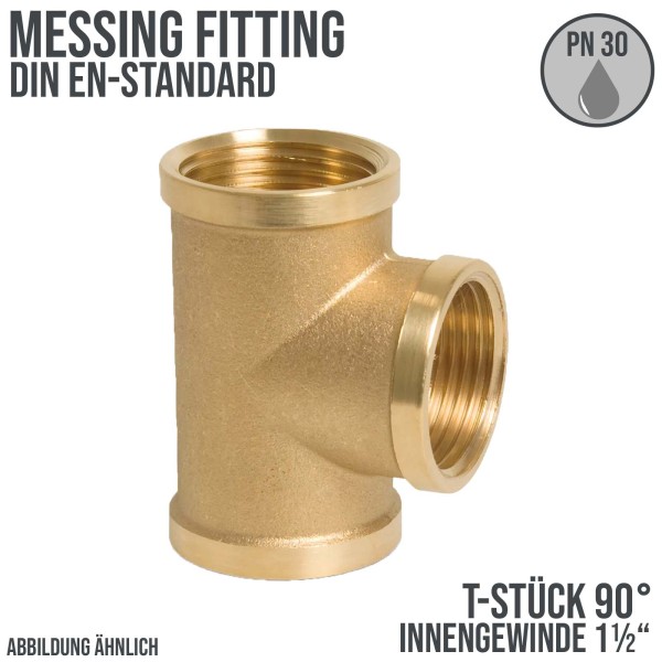 1 1/2" T-Stück 90° Innen x Innengewinde IG Messing Fittings PN 30 bar