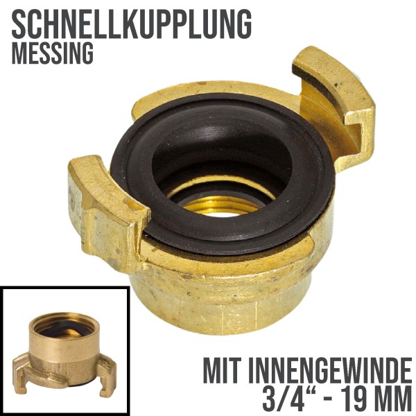 3/4" - 19 mm IG Schnellkupplung Gewindestück Innengewinde Messing (GEKA kompatibel)