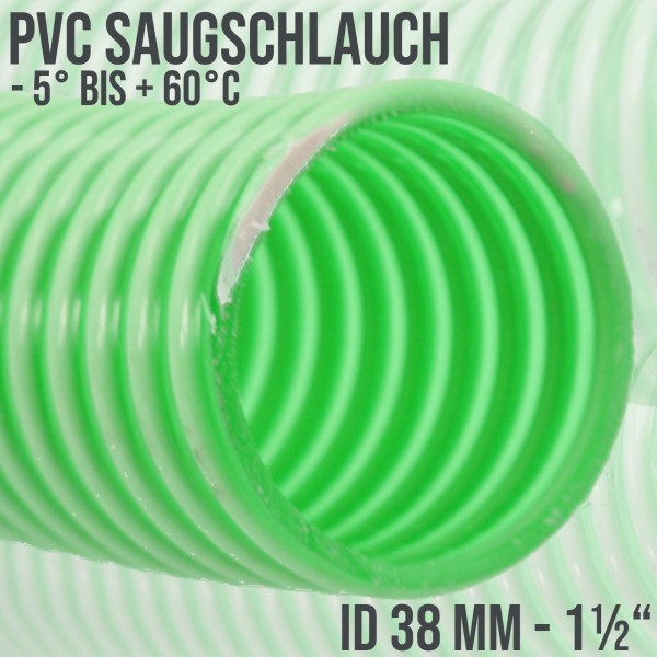 Saug Ansaug Spiral Förder Pumpen PVC Schlauch 38 mm 1 1/2" Zoll grün