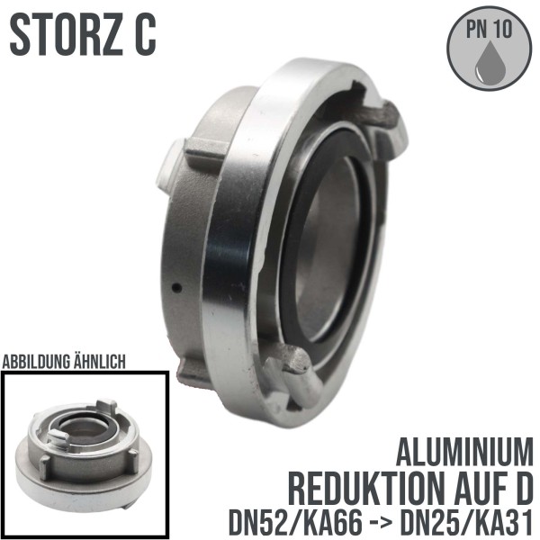 STORZ C DN52 KA66 auf D DN25 Reduktion Adapter Kupplung Schlauchkupplung PN 10 bar