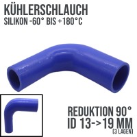 13 -> 19 mm ID Kühlerschlauch Reduktion 90° Verbinder Silikon LLK Ladeluft Kühlmittel Schlauch blau 