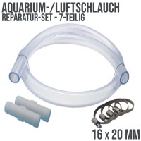 Reparatur Set PVC Luft- / Auariumschlauch transparent Verlängerung 16 x 20 mm - 7-teilig