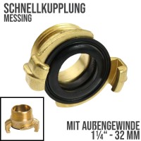 1 1/4" - 32 mm AG Schnellkupplung Gewindestück Außengewinde Messing (GEKA kompatibel)